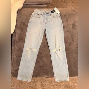 Abercrombie & Fitch Light Blue Straight Leg Distressed Jeans